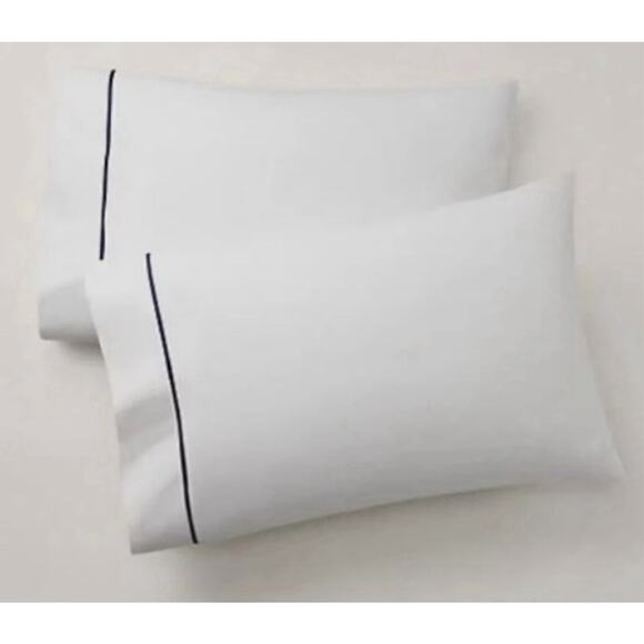 Ralph Lauren Other - RALPH LAUREN 2 King Pillow Cases Organic Cotton Palmer Percale White Polo Navy